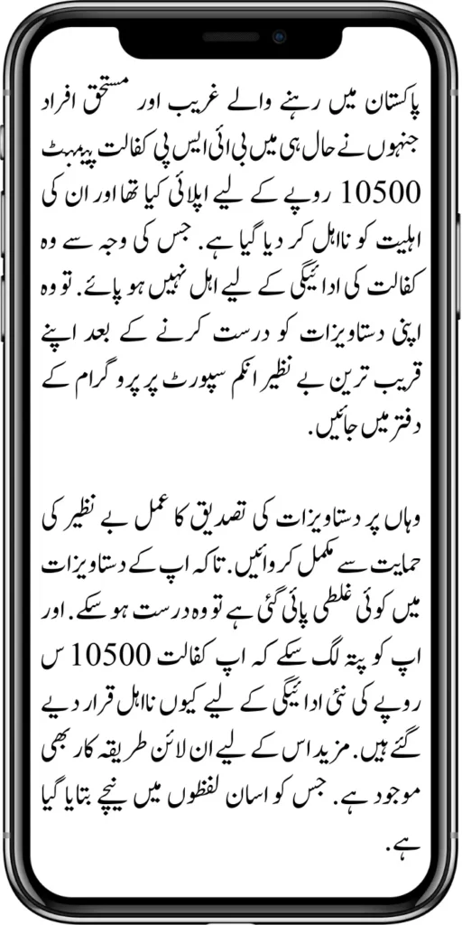 New BISP 10500 Payment 
