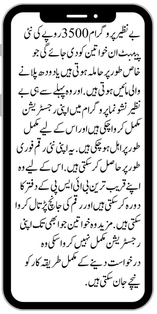 Benazir Nashonuma 3500 Payment