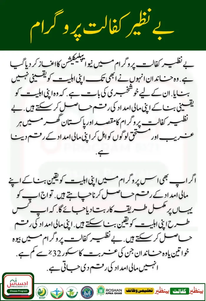 Benazir Kafalat Program Re Application 2025 Online 8171 Web Portal  